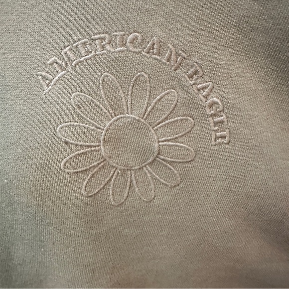 American Eagle Green Daisy Embroidered Crewneck Sweatshirt Size XL - Picture 2 of 15